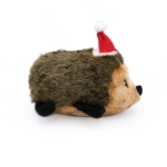 A Holiday Hedgehog - XL wearing a red and white Santa hat, positioned on a white background.