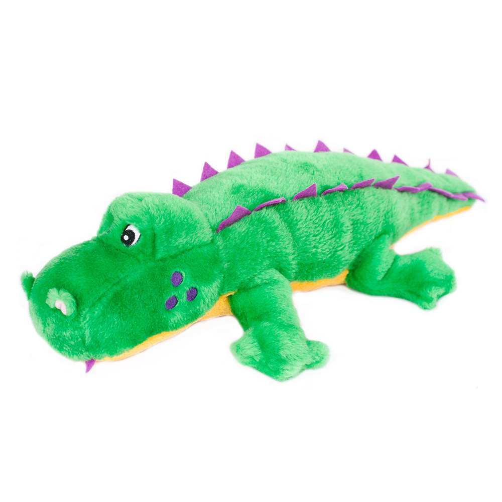 ZippyPaws Snooziez with Shhhqueaker Dog Toys Alligator