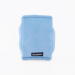 A blue, rectangular plush dog toy with a black label that reads "ZippyPaws.
