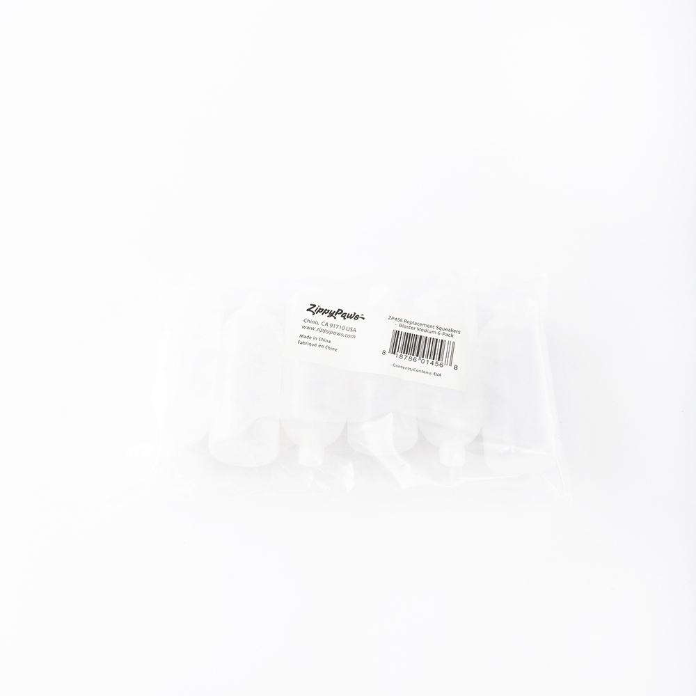 A transparent plastic bag containing several clear plastic bottles with a white label and barcode attached.