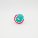 A green and pink tennis ball with the brand name "ZippyPaws" printed on it, placed against a plain white background.