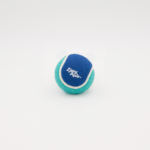 A blue and green tennis ball with the brand name "Zippy Paws" printed on it, set against a plain white background.