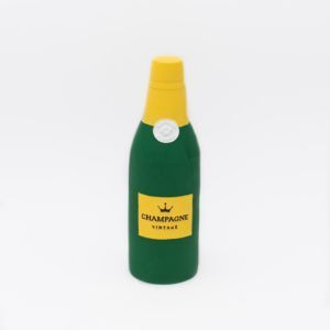 A green and yellow bottle labeled "Latex Happy Hour Crusherz - Champagne" stands upright against a plain white background.