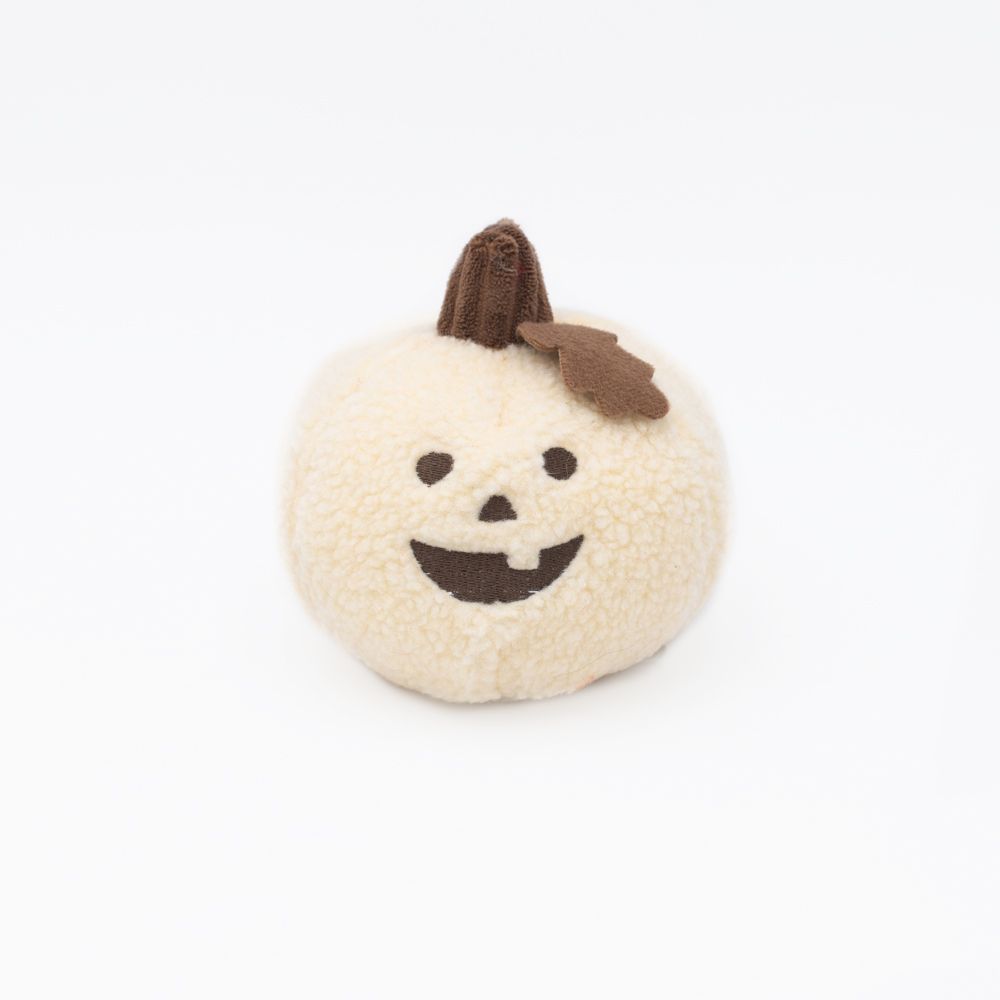 A Halloween Jumbo Pumpkin Fleece with a smiling jack-o'-lantern face, a brown stem, and a small brown leaf on a white background.