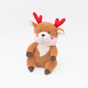 A Holiday Cheeky Chumz - Reindeer, resembling a deer with red antlers, brown fur, and a white belly, sitting against a plain white background.