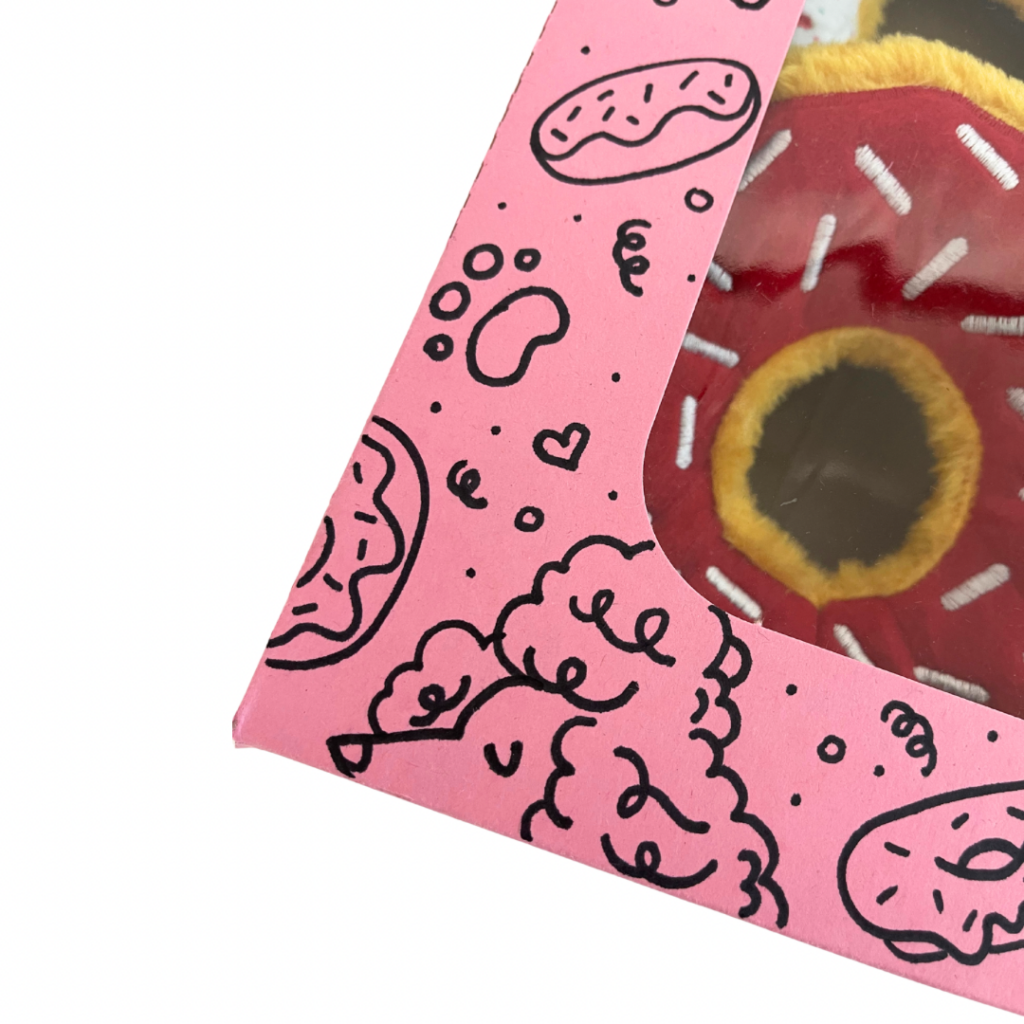 a close up of the case showing fun doodles