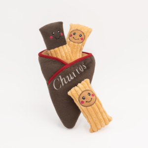 Zippy Burrow® - Churro Cone featuring a churro bag and three smiling churro plushies.