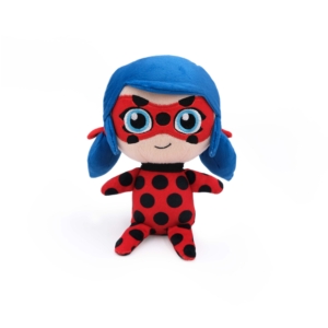 A Miraculous Cheeky Chumz - Ladybug featuring a red and black polka dot costume, blue hair, and a mask with eye cutouts.