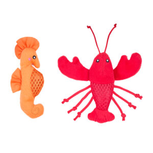 ZippyClaws Mesh Mates 2-Pack Seahorse & Lobster