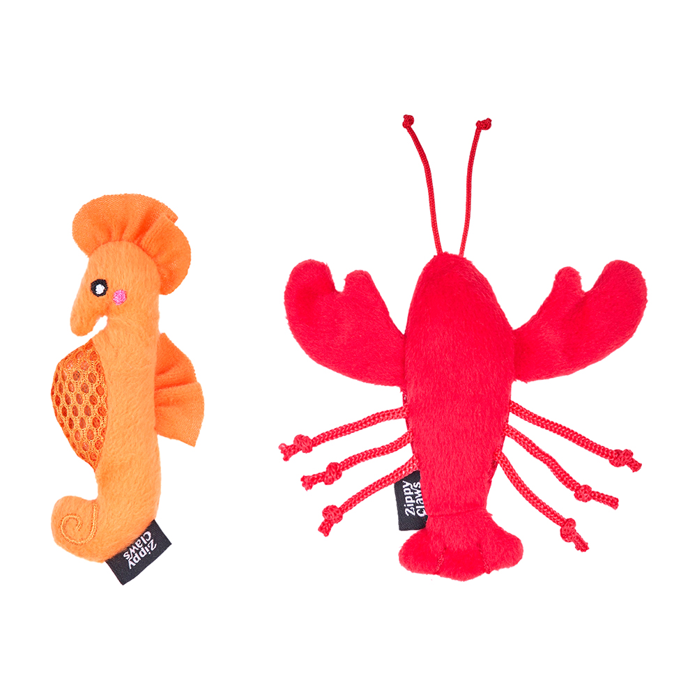 ZippyClaws Mesh Mates 2-Pack Seahorse &amp; Lobster