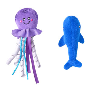 ZippyClaws Mesh Mates 2-Pack Jellyfish & Whale