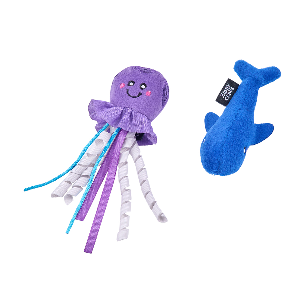 ZippyClaws Mesh Mates 2-Pack Jellyfish &amp; Whale