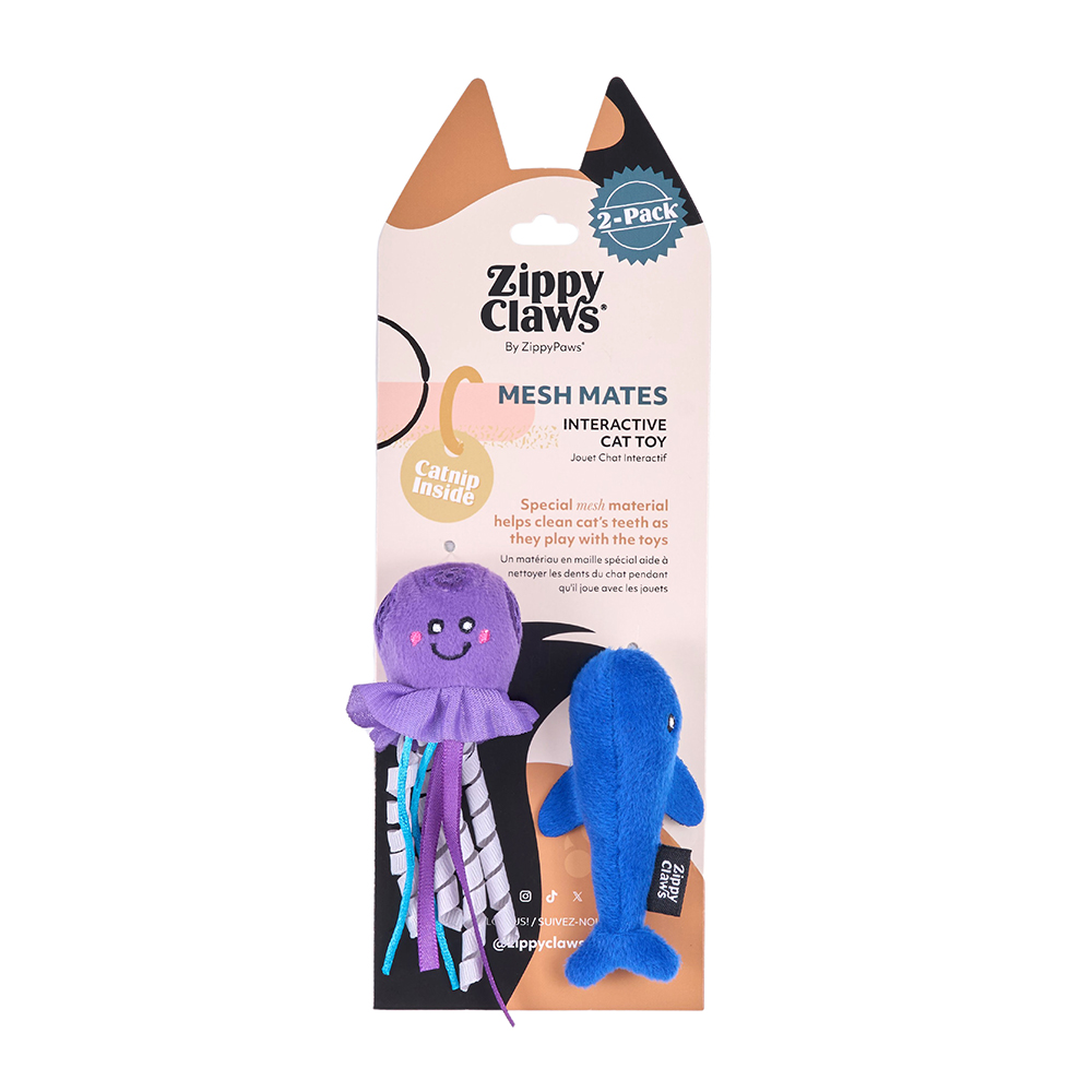 ZippyClaws Mesh Mates 2-Pack Jellyfish &amp; Whale