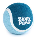 4 pack of squeakie tennis balls with the Zippypaws logo