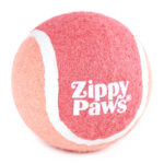 4 pack of squeakie tennis balls with the Zippypaws logo