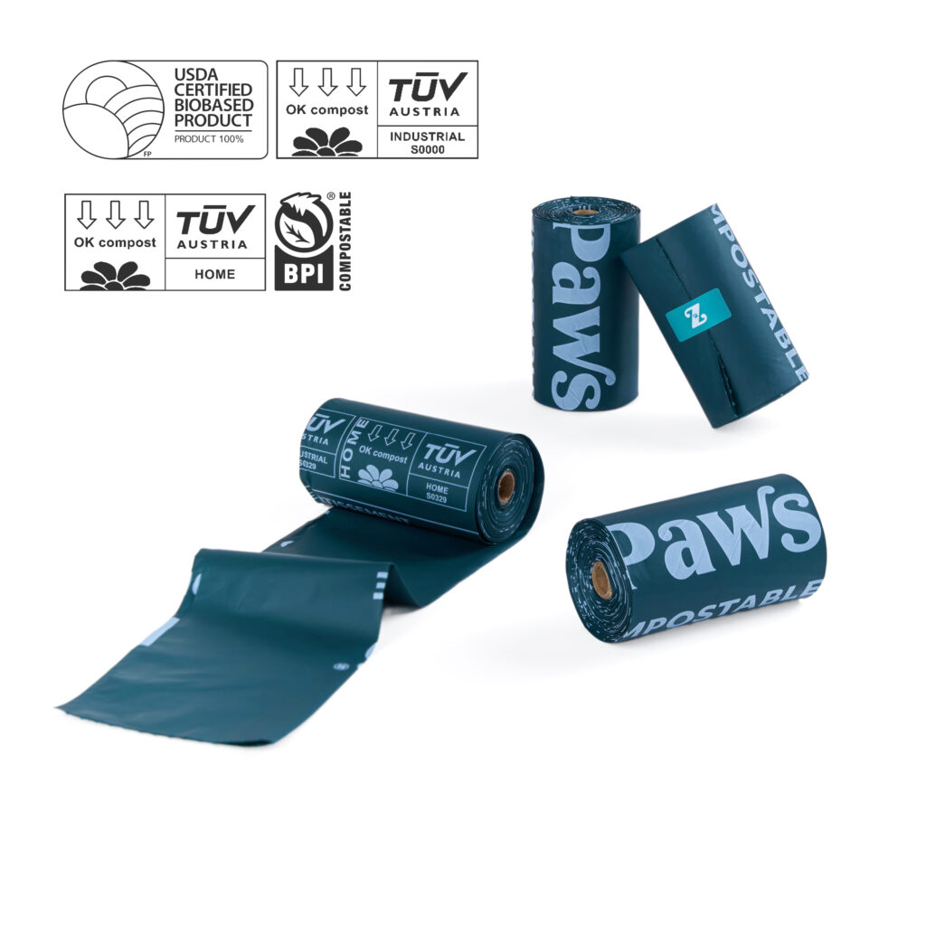 Cardboard packaging for ecoZippy Compostable Poop Bags - 12 Rolls