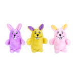 A 3-pack of colorful bunnies with one squeaker in each