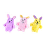 A 3-pack of colorful bunnies with one squeaker in each