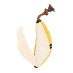 A squeakie plush toy with crinkle leaves and a rope stem