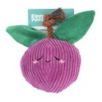 A squeakie plush toy with crinkle leaves and a rope stem