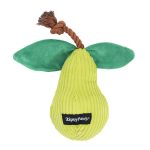 A squeakie plush toy with crinkle leaves and a rope stem