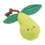 A squeakie plush toy with crinkle leaves and a rope stem