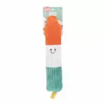 The Jigglerz® - Rocket Pop is a plush dog toy shaped like a colorful popsicle with orange, white, and teal sections and a smiling face.