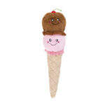 Jigglerz® - Rocket Pop is a plush toy shaped like a rocket pop with two smiling scoops, one brown and one pink, topped with a red cherry.