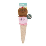 Jigglerz® - Rocket Pop is a plush dog toy shaped like a rocket pop popsicle, featuring vibrant red, white, and blue colors with textured fabric for added fun.