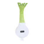 A plush dog toy named Jigglerz® - Rocket Pop, designed in the shape of a white onion with green leaves and a "Zippy Paws" label on the front.