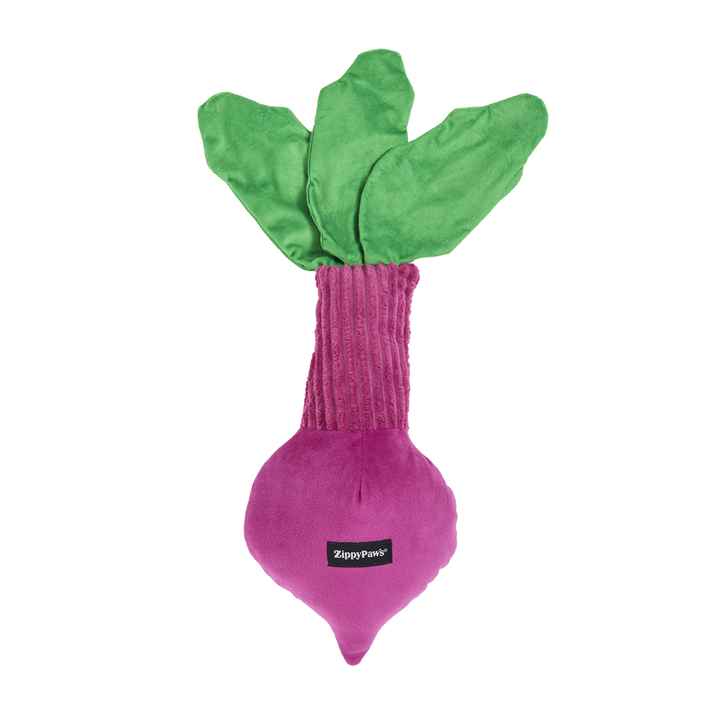 A Jigglerz® - Rocket Pop plush toy with a purple body, green leafy top, and a black "Zippy Paws" label on the front, shown against a white background.