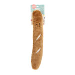 A plush dog toy shaped like a rocket pop from the Jigglerz® line, featuring a smiling face and two white marks, with its packaging attached at the top.