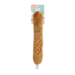 A plush dog toy shaped like a rocket pop with embroidered details and a smiling face, labeled “Jigglerz® - Rocket Pop.”.