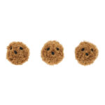 Three Zippy Burrow® - Zippy Meal toys, featuring a round brown textured design with black markings, are arranged in a row against a white background.