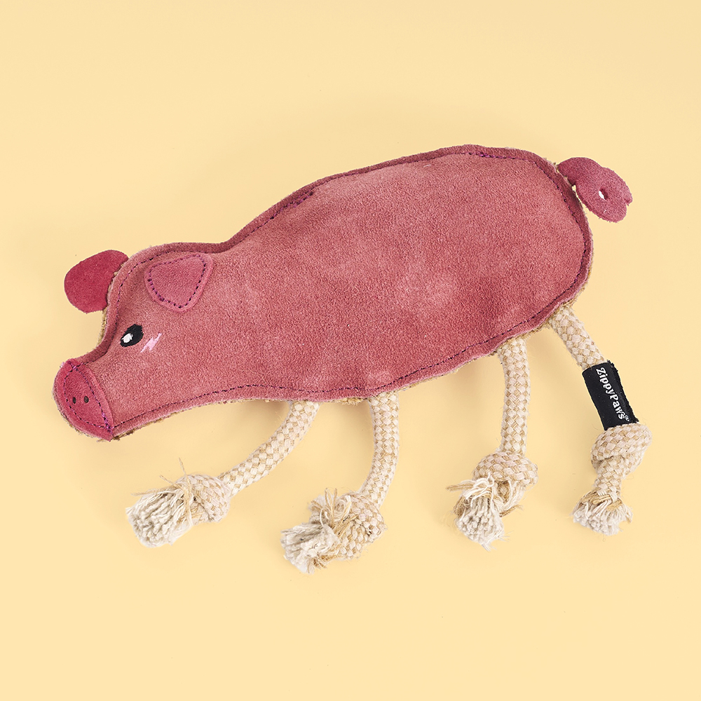 ecoZippy Suede and Rope Buddies - Pig