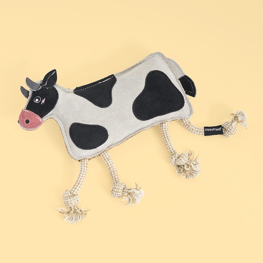 ecoZippy Suede and Rope Buddies - Cow